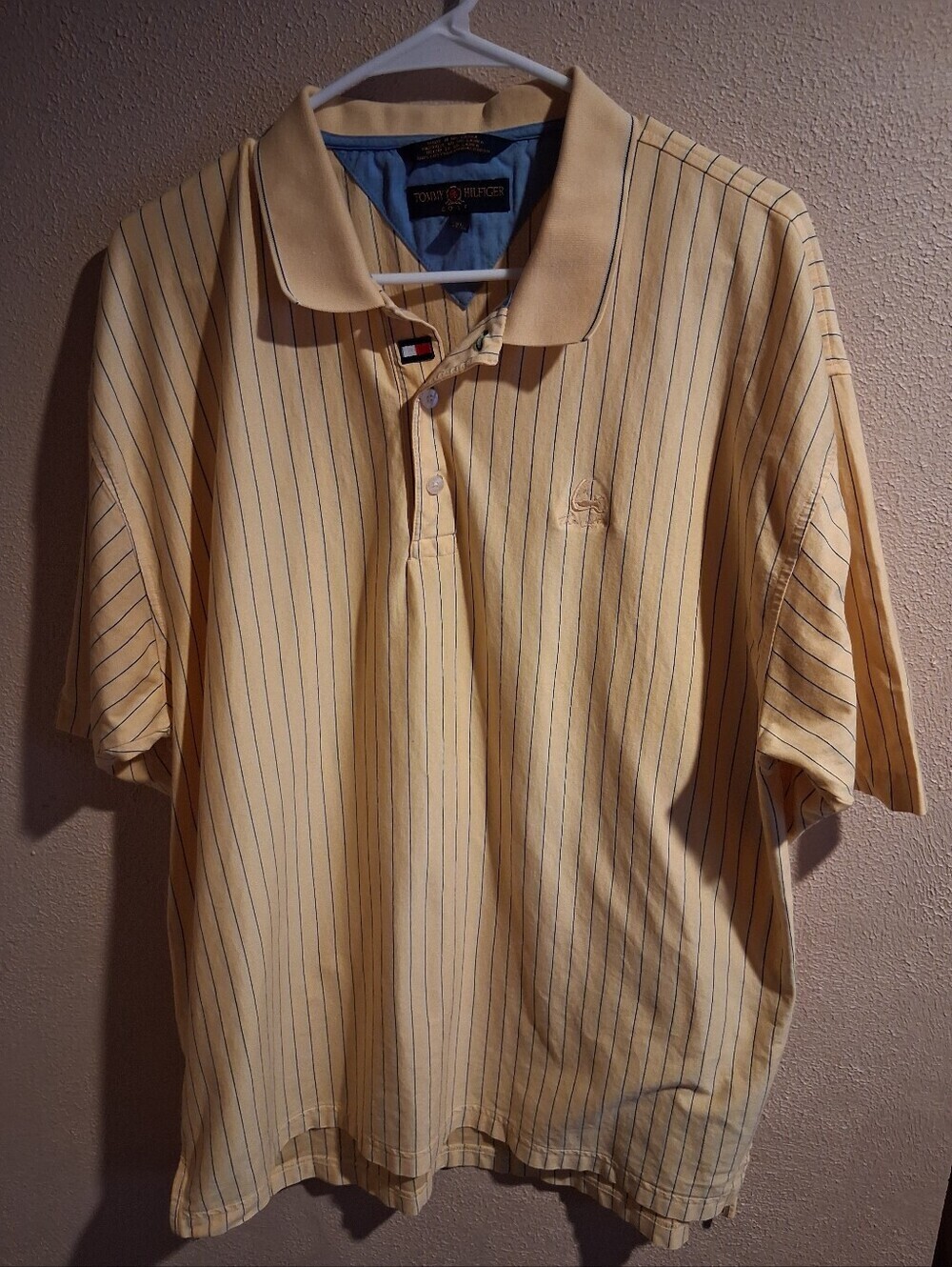 Tommy Hilfiger Golf Vintage Men’s Striped Polo Butter Yellow Cotton XL